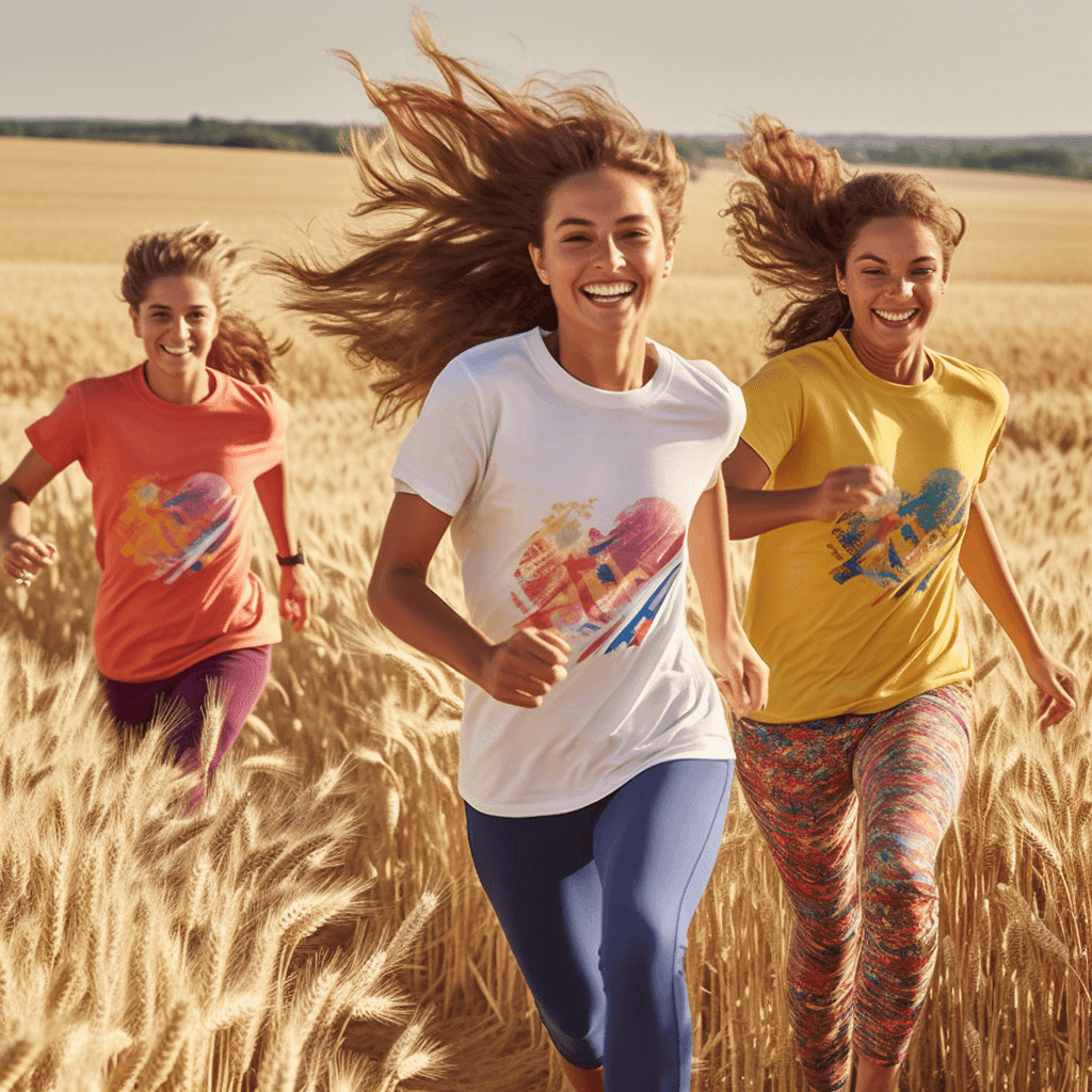 ragazze corrono in un campo di grano